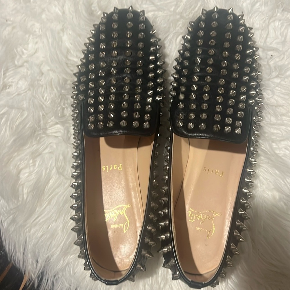 Christian Louboutin black spike loafer